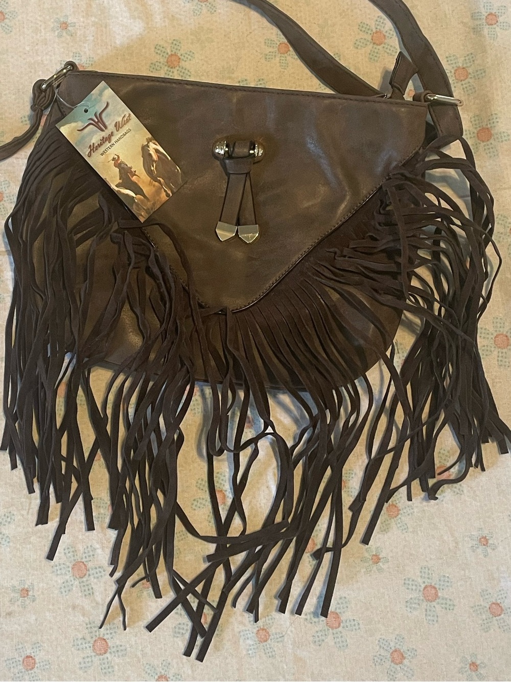 Heritage West Women's Brown Fringe Crossbody Bag - Boho Chic